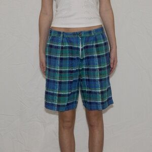 Y2k plaid bermuda shorts green and blue size 34 gant cotton